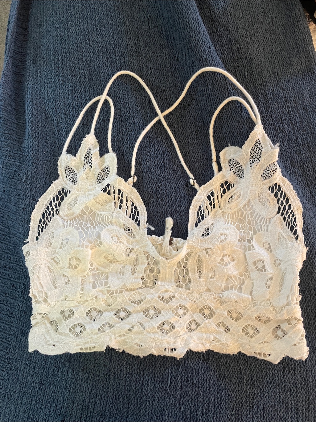 Free People Ivory Floral Lace Bralette